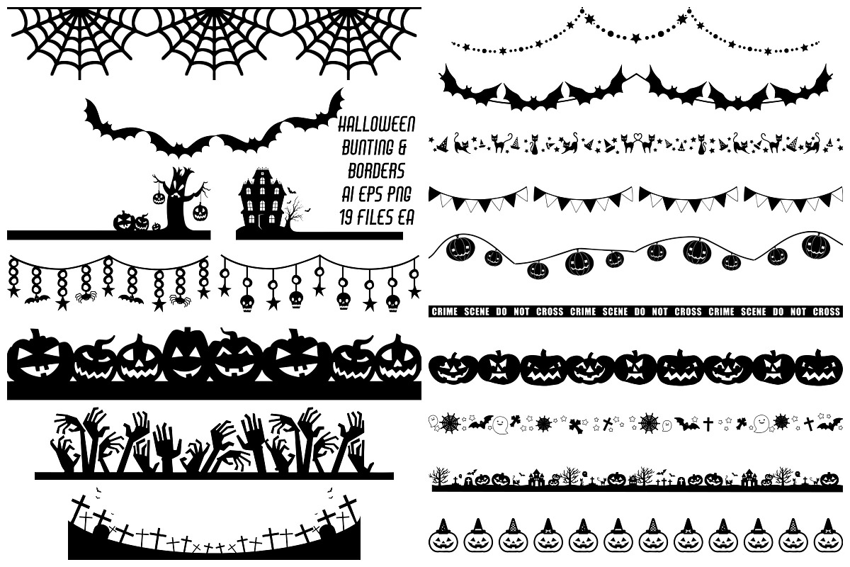 Halloween Bunting/Borders AI EPS PNG in Illustrations - product preview 8