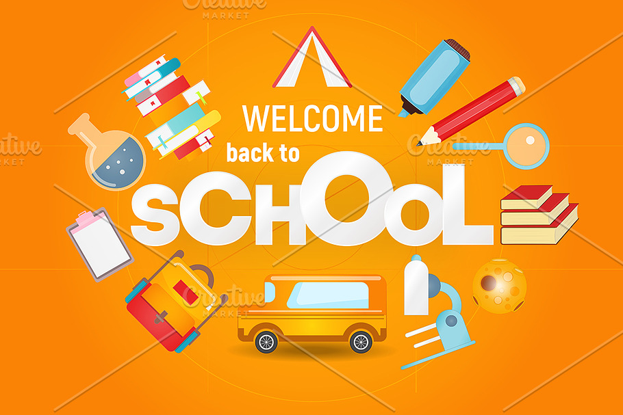 Welcome Back to School Card in Illustrations - product preview 8