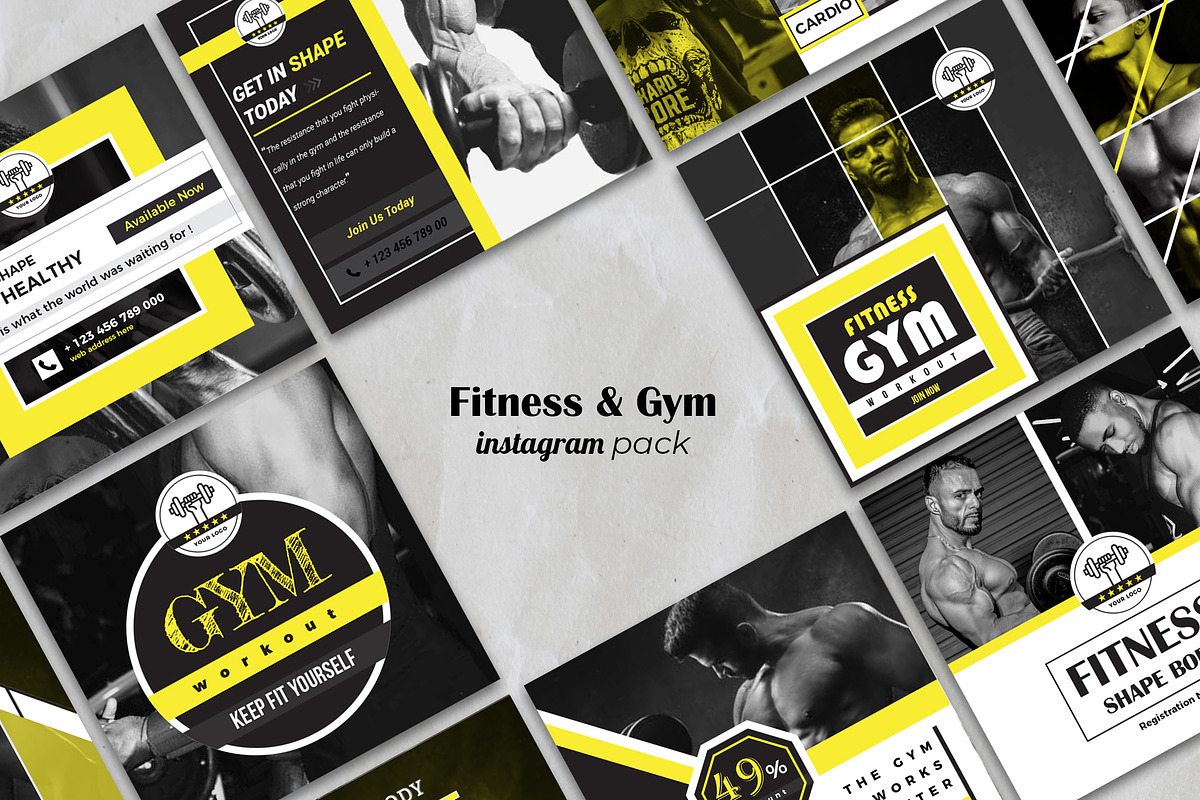 Fitness & GYM Instagram Pack in Instagram Templates - product preview 8