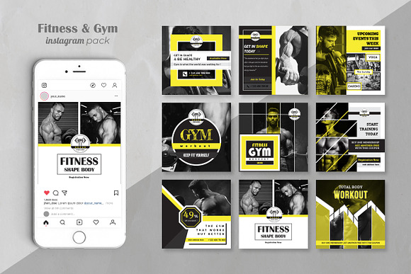 Fitness & GYM Instagram Pack in Instagram Templates - product preview 1
