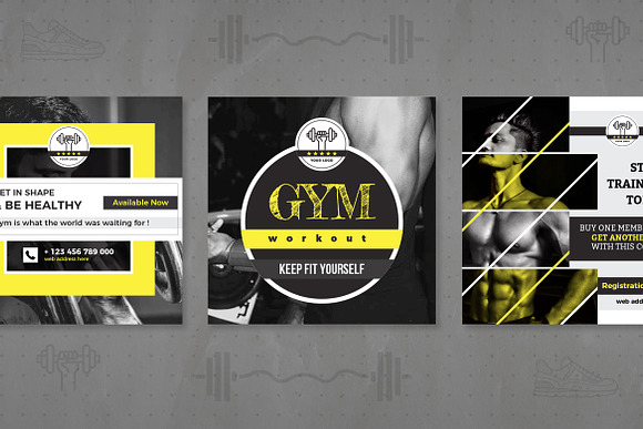 Fitness & GYM Instagram Pack in Instagram Templates - product preview 2
