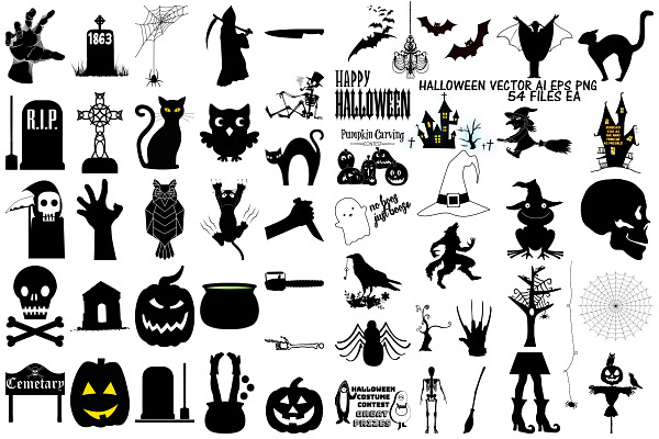 Halloween Silhouettes AI EPS PNG