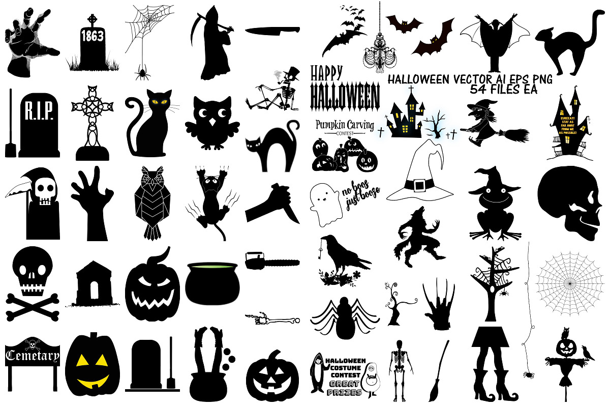 Halloween Silhouettes AI EPS PNG in Illustrations - product preview 8