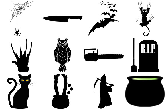 Halloween Silhouettes AI EPS PNG in Illustrations - product preview 1