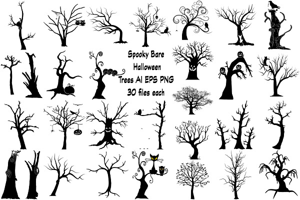 Halloween Bare Trees AI EPS PNG