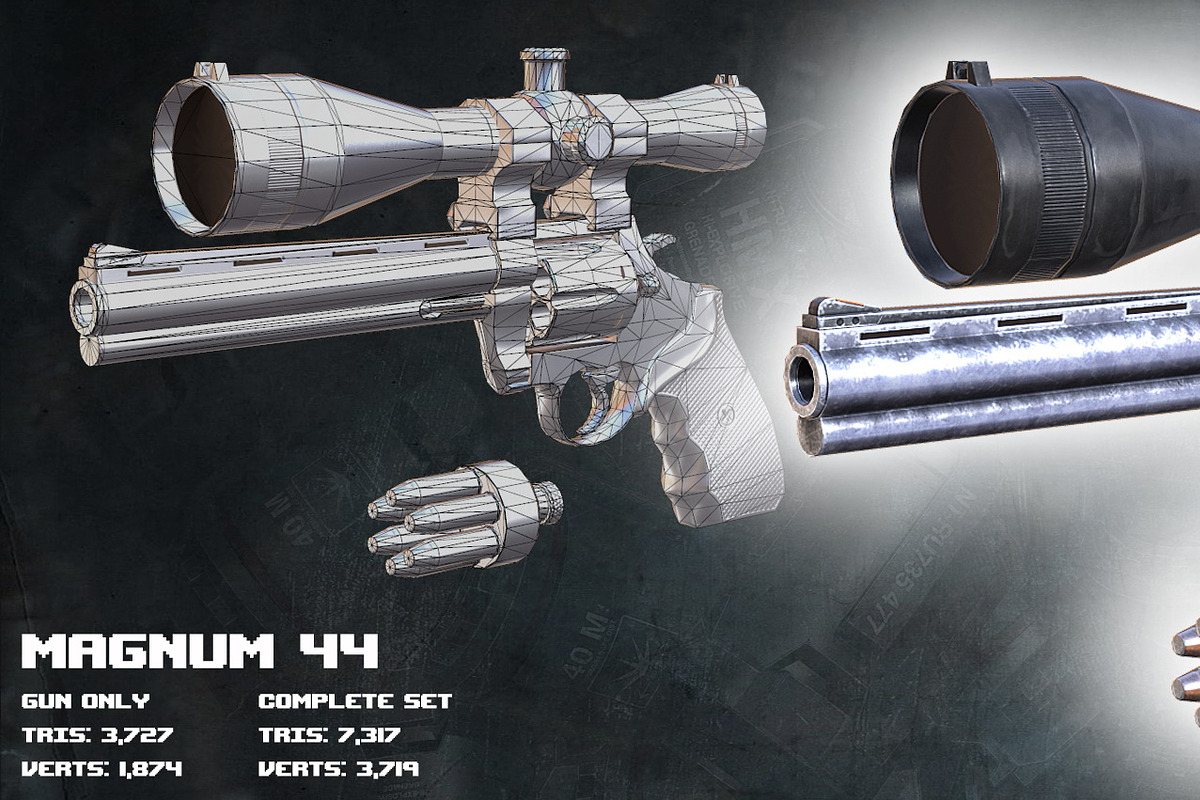 3DRT - Modern firearmsHD - Magnum 44 in Weapons - product preview 8