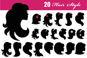 Girl face silhouette icon.Hair style