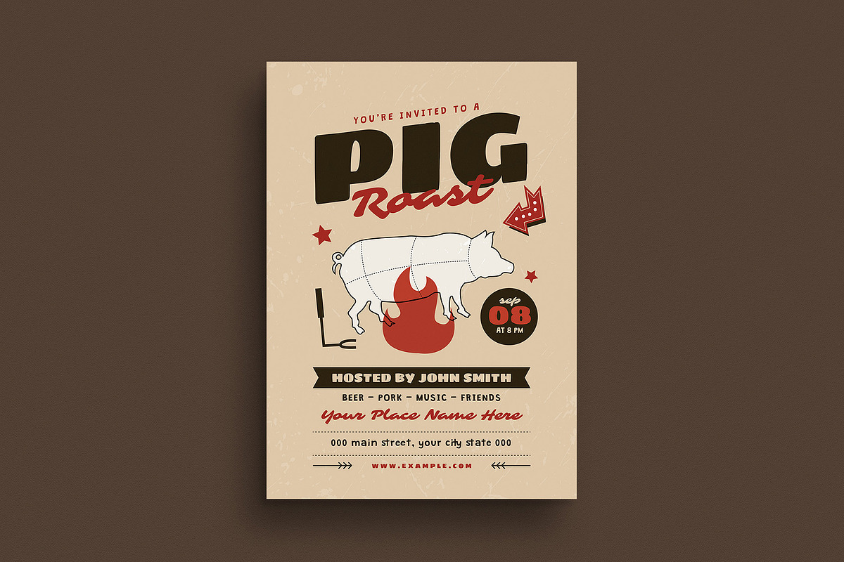 Pig Roast Event Flyer in Invitation Templates - product preview 8