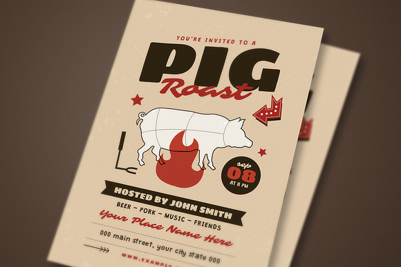 Pig Roast Event Flyer in Invitation Templates - product preview 1