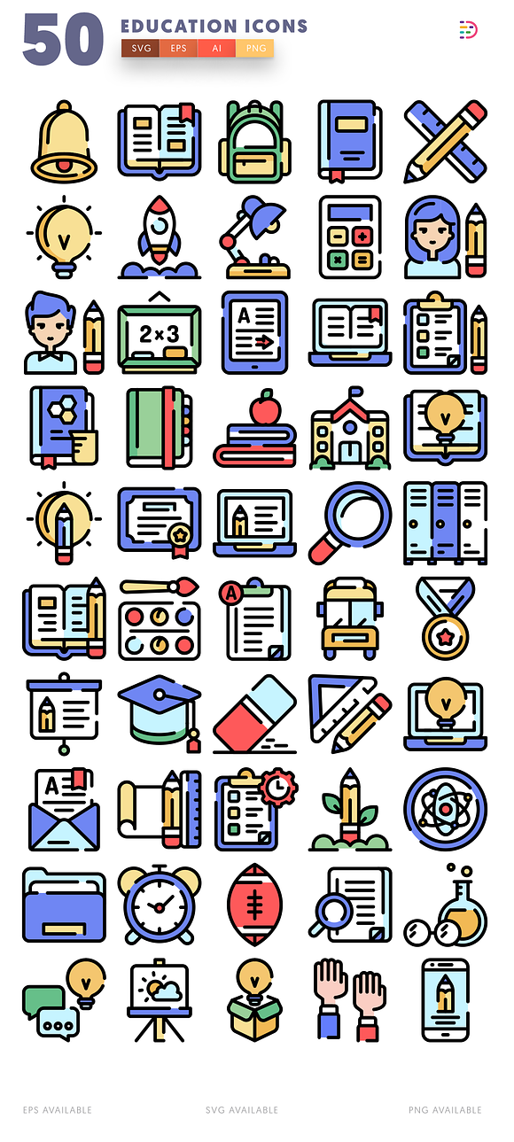 50 Education Icons in School Icons - product preview 1