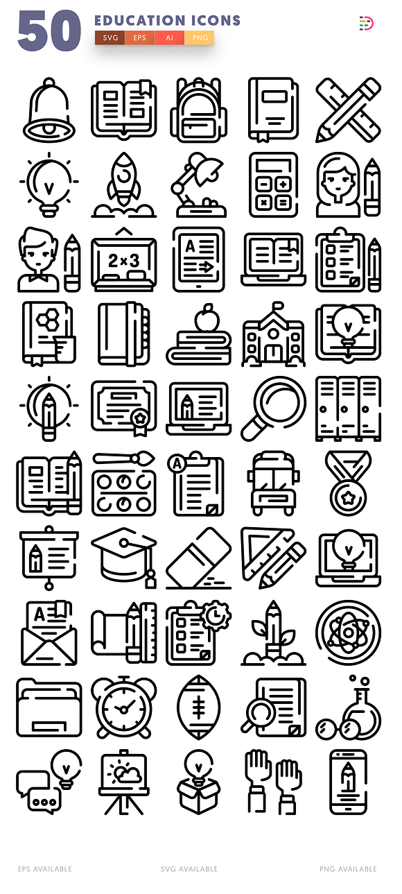 50 Education Icons in School Icons - product preview 2