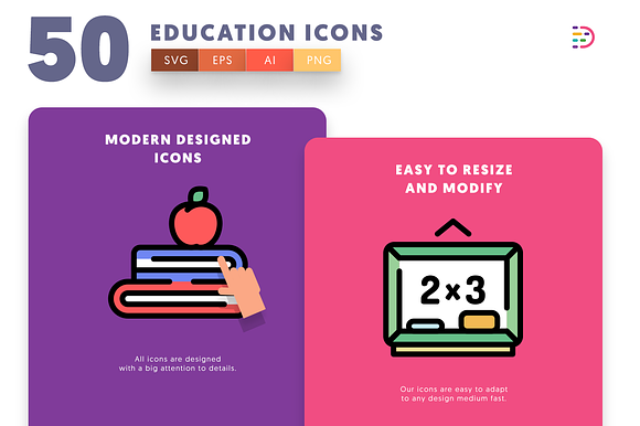 50 Education Icons in School Icons - product preview 4
