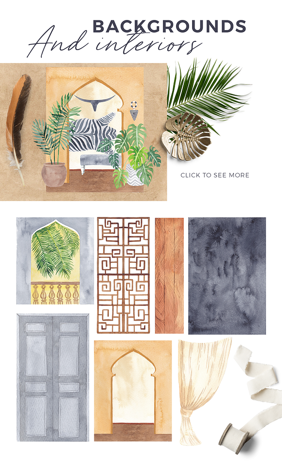 Africana - watercolor scene creator in Objects - product preview 4
