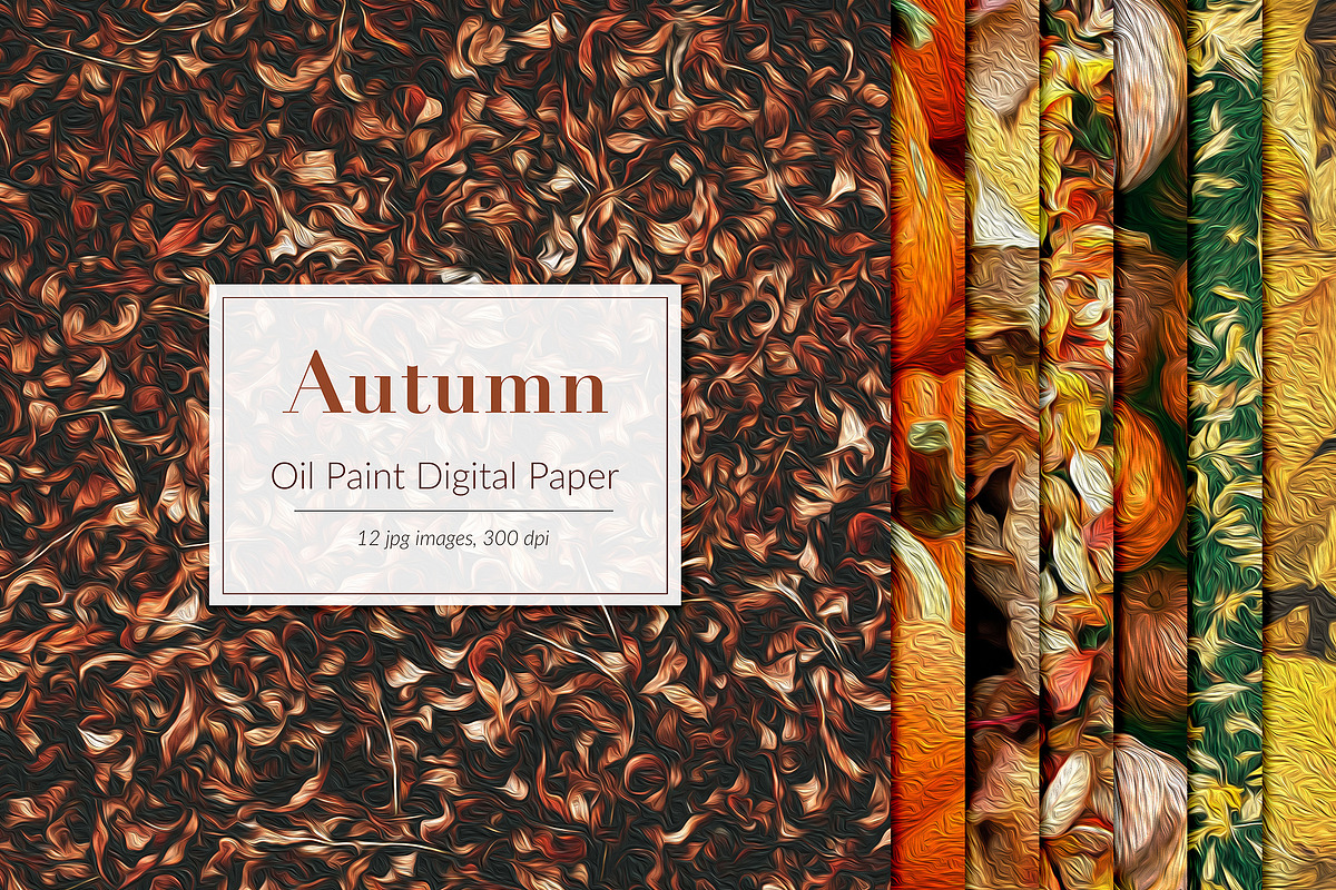 Oil Paint Autumn Backgrounds in Graphics - product preview 8