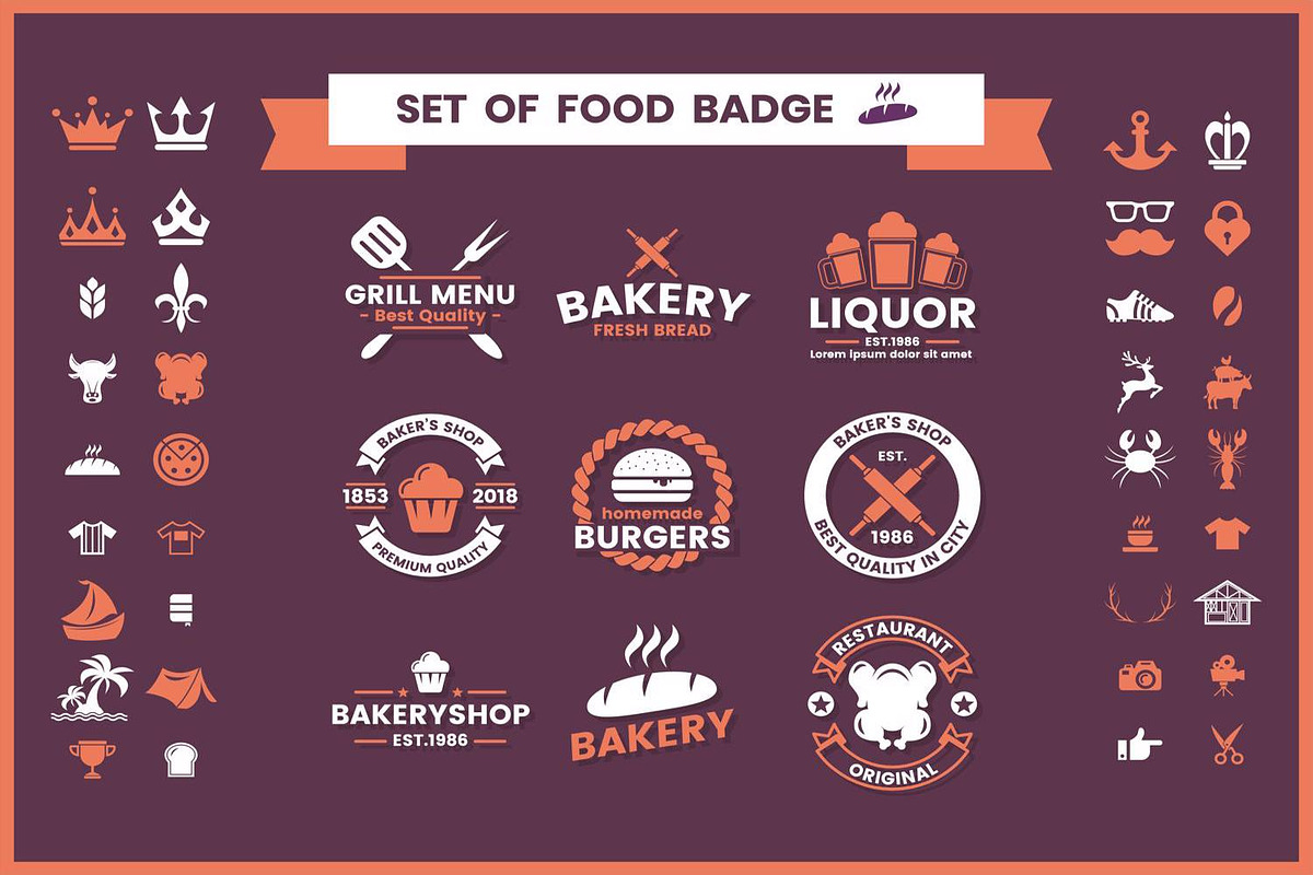 Restaurant Badge & Objects Vector Se in Illustrations - product preview 8