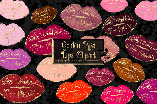 Golden Kiss Lips Clipart