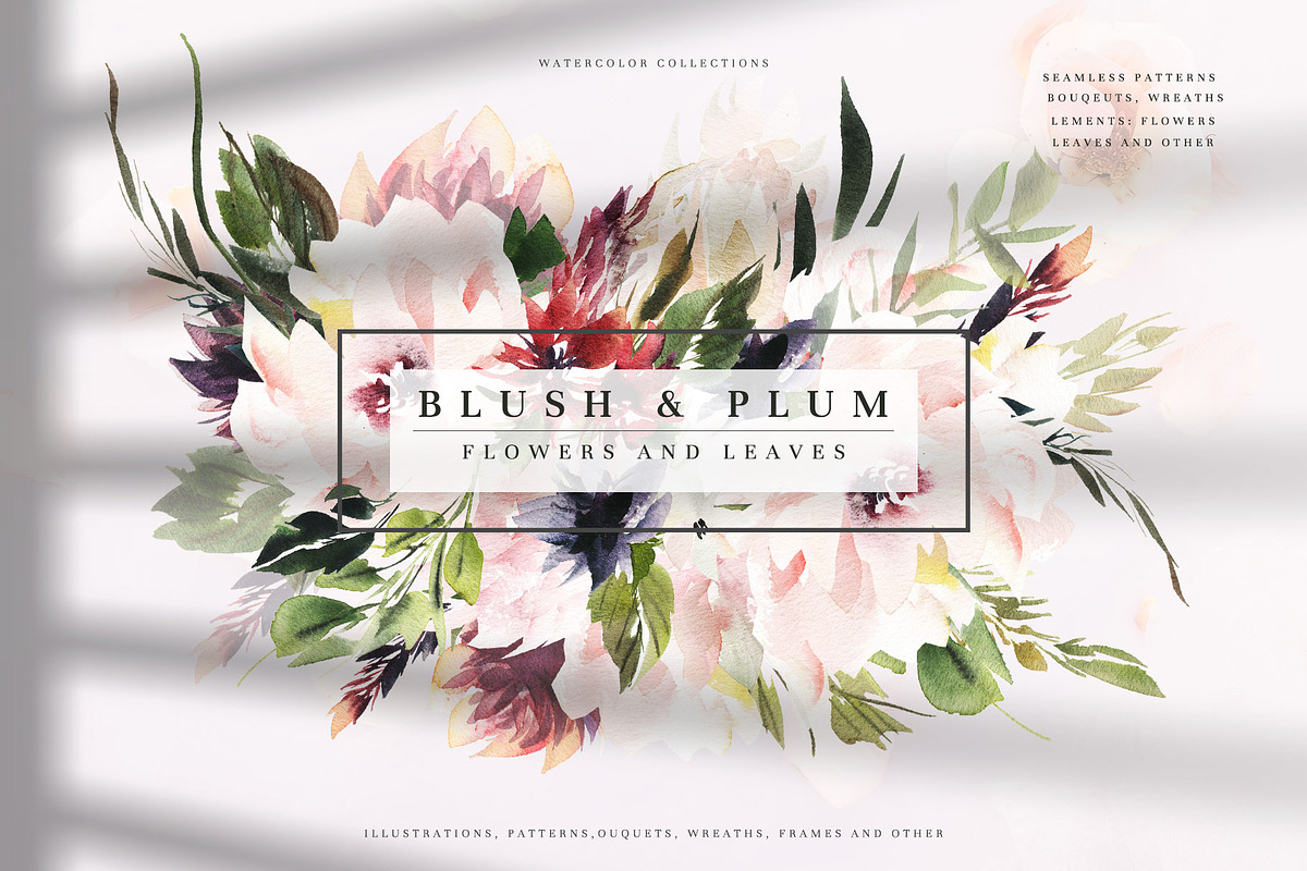 Watercolor Blush & Plum in Illustrations - product preview 8