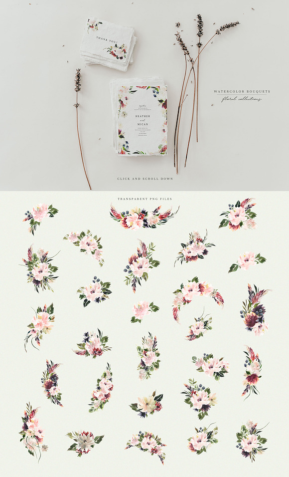 Watercolor Blush & Plum in Illustrations - product preview 1