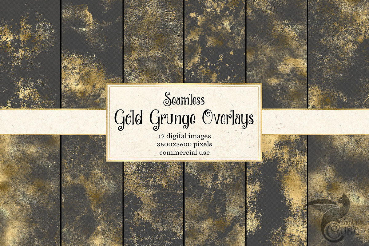 Seamless Gold Grunge Overlays in Textures - product preview 8