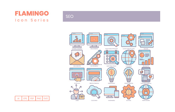 105 SEO Icons | Flamingo in Icons - product preview 1