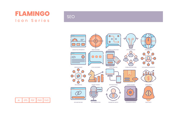 105 SEO Icons | Flamingo in Icons - product preview 2