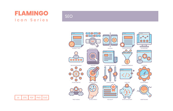 105 SEO Icons | Flamingo in Icons - product preview 3