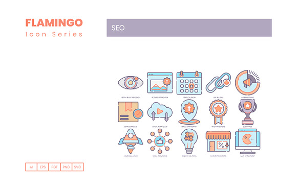 105 SEO Icons | Flamingo in Icons - product preview 4