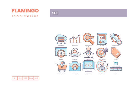 105 SEO Icons | Flamingo in Icons - product preview 5