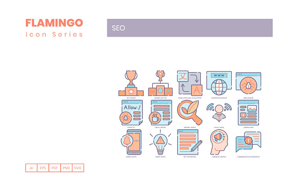 105 SEO Icons | Flamingo in Icons - product preview 6