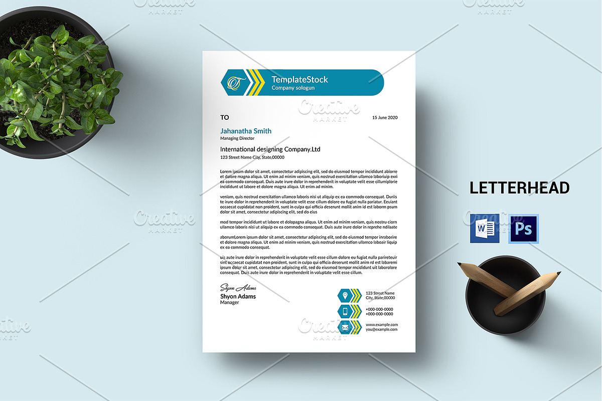 Letterhead V29 in Stationery Templates - product preview 8