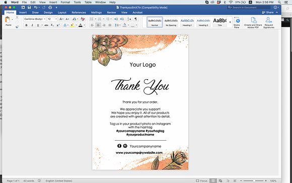 Thank You Card -id05 in Card Templates - product preview 2