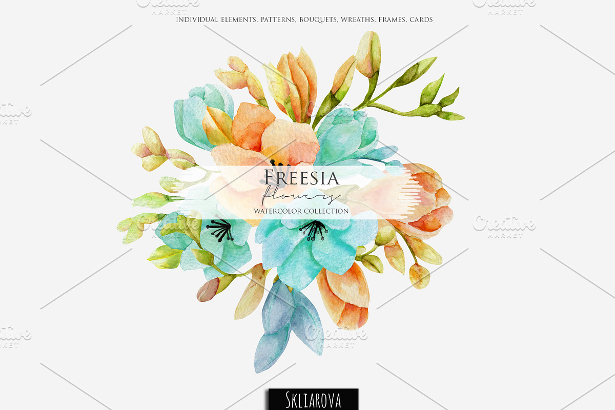 Freesia. Watercolor collection. in Illustrations - product preview 8