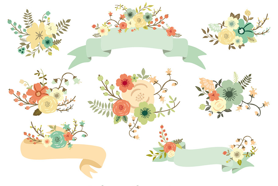Hand Drawn Flowers & Banners in Illustrations - product preview 8