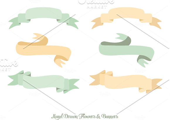 Hand Drawn Flowers & Banners in Illustrations - product preview 4