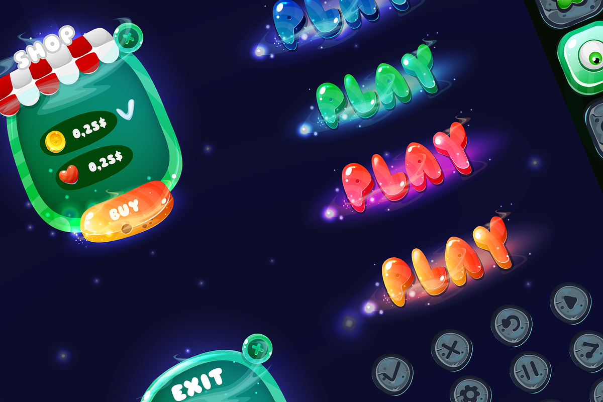 Space cartoon game assets set in Web Elements - product preview 8