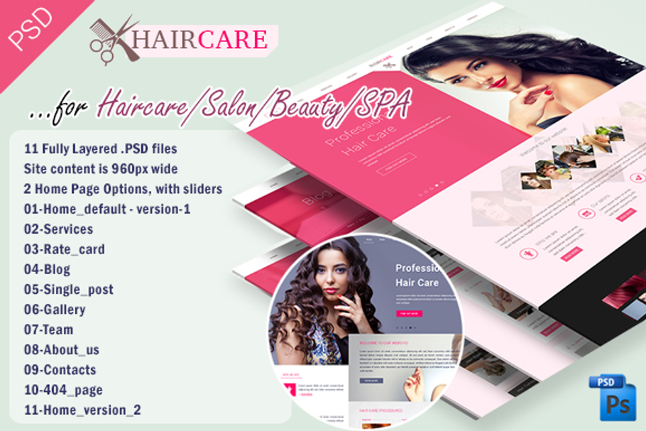 Hair Care Salon/Beauty PSD Template