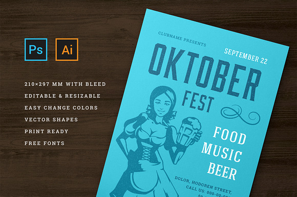 Oktoberfest party flyer template in Invitation Templates - product preview 2