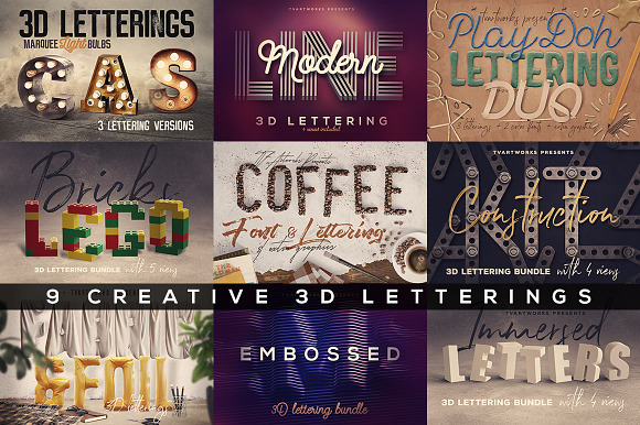 9 Creative 3D Lettering Sets in Graphics - product preview 59