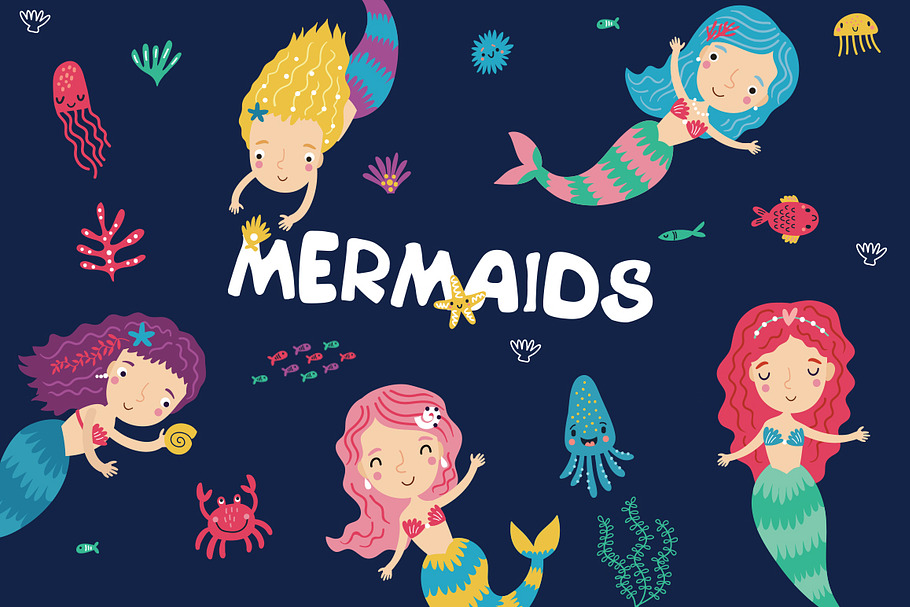 Mermaids and sea in Illustrations - product preview 8