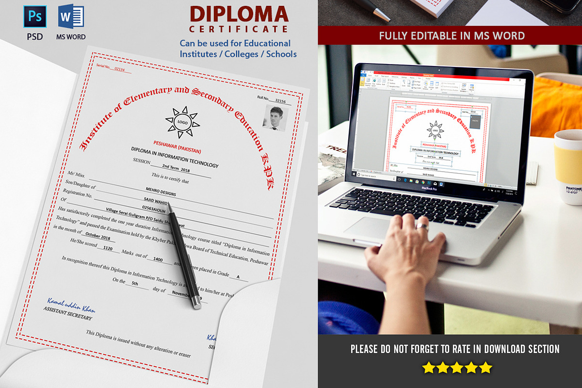 Diploma Certificate in Stationery Templates - product preview 8