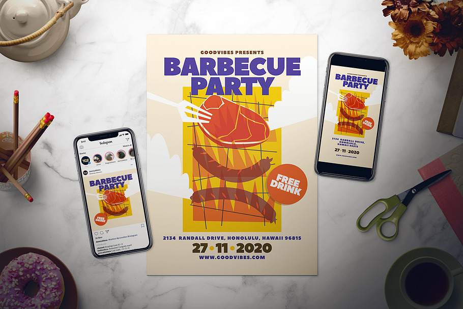 Barbecue Party Flyer Set in Invitation Templates - product preview 8