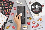 Girlish 12 patterns and stickers set