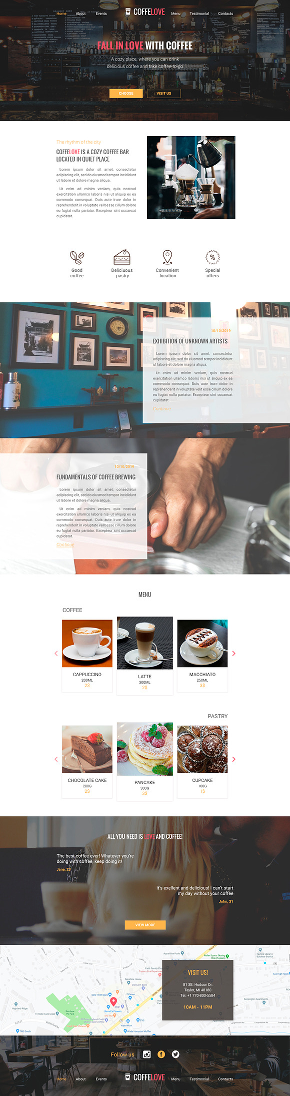 CoffeeLove PSD template in Landing Page Templates - product preview 1