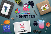 Grungy monsters. Vector set