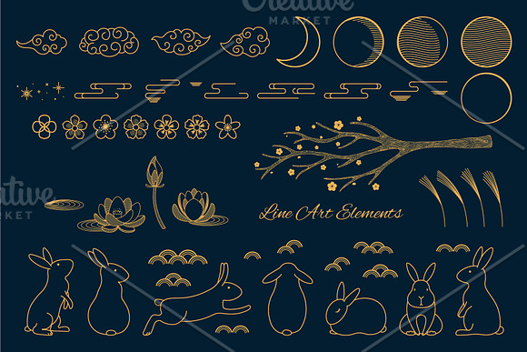 Moon & Bunnies Vector Illustrations in Illustrations - product preview 2