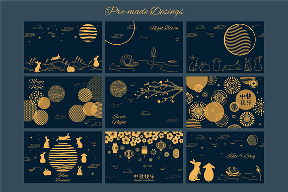 Moon & Bunnies Vector Illustrations in Illustrations - product preview 10