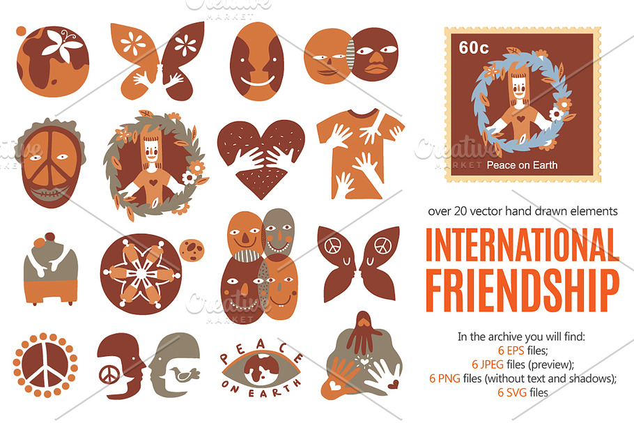 Interntional Friendship Signs in Illustrations - product preview 8