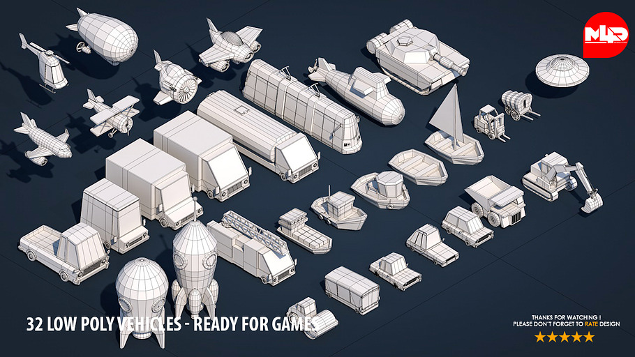 32 Low Poly Vehicles - Game Design in Vehicles - product preview 1
