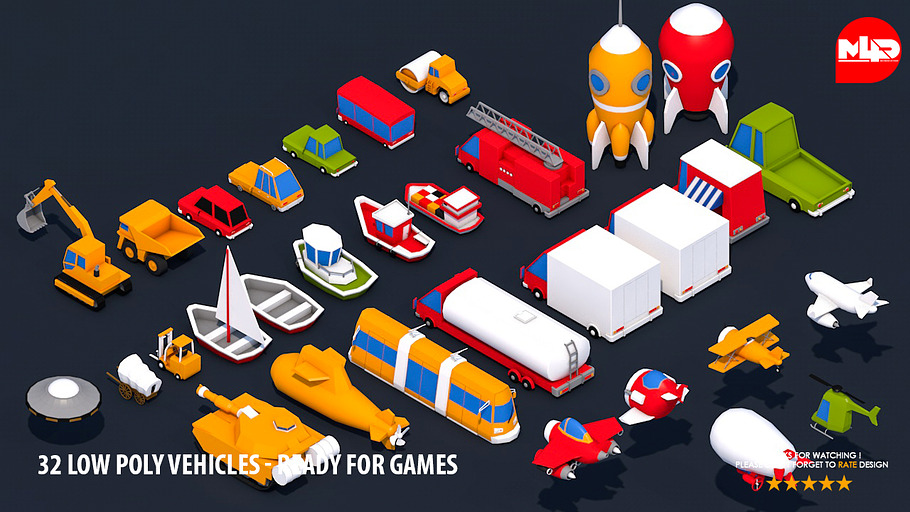 32 Low Poly Vehicles - Game Design in Vehicles - product preview 2