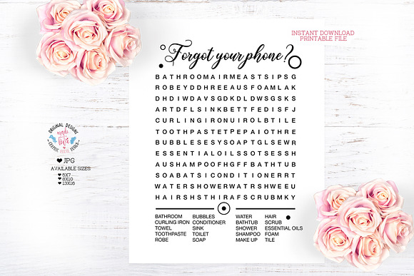 Word Search Bathroom Printable in Illustrations - product preview 1